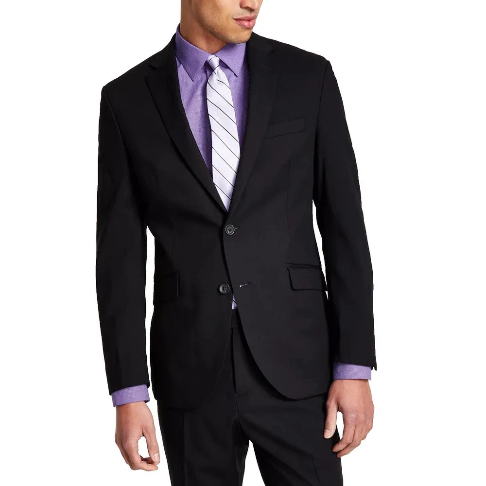 Kenneth Cole Men's Suit 38R 31x32 Black Ready Flex Slim Fit Stretch 2-Piece NWT